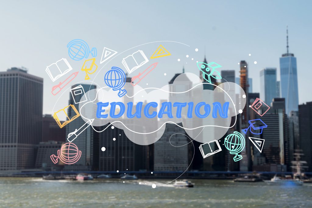 city-committed-education-collage-concept